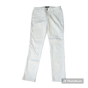 Blue Faith White Rhinestones Mid Rise Stretch Straight Leg White Black Jeans.